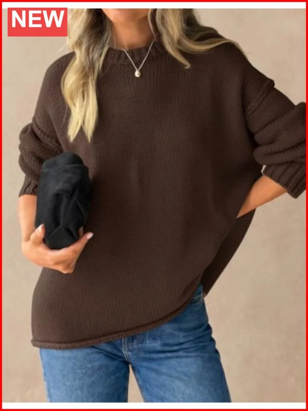 Womens Oversized Chunky Crewneck Long Sleeve Pullover Sweater Fall Winter